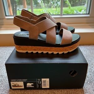 Sorel Cameron Flatform Slingback Wedge Sandal 7.5
